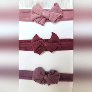 Stretchy Soft Bow Headbands Babies Photo Shoot Props Hair - Burgundy Pink Mauve